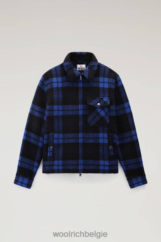 Overshirt van geruit flanellen houtmix met ritssluiting aan de voorkant van een wolmix Woolrich Heren 8TTN0756 koninklijke cheque kleding
