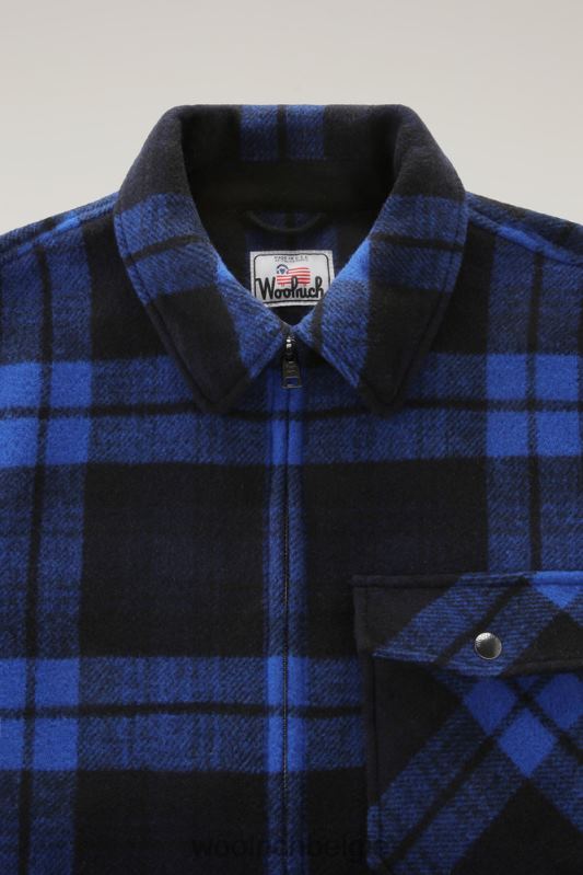 Overshirt van geruit flanellen houtmix met ritssluiting aan de voorkant van een wolmix Woolrich Heren 8TTN0756 koninklijke cheque kleding