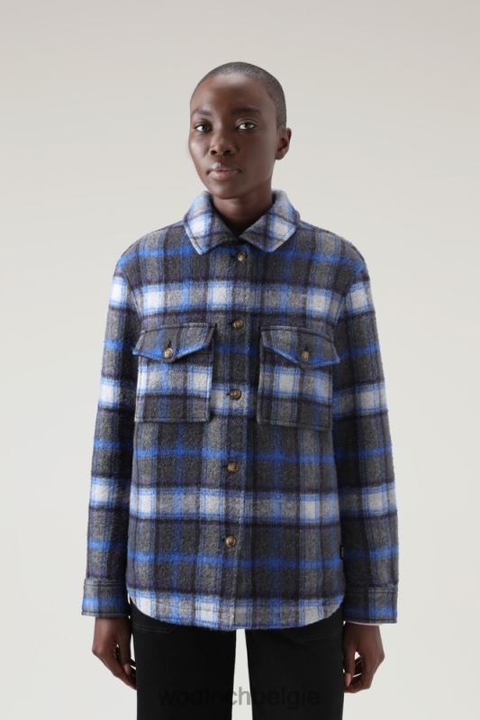Pemberton geruit overshirt van flanel van een wolmix Woolrich vrouwen 8TTN0277 azuurblauwe ruit kleding