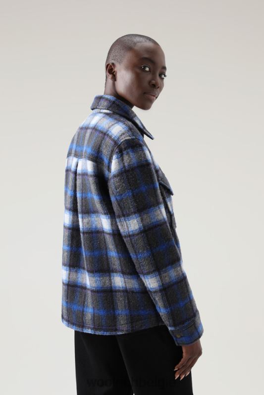 Pemberton geruit overshirt van flanel van een wolmix Woolrich vrouwen 8TTN0277 azuurblauwe ruit kleding