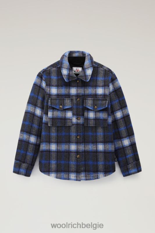 Pemberton geruit overshirt van flanel van een wolmix Woolrich vrouwen 8TTN0277 azuurblauwe ruit kleding
