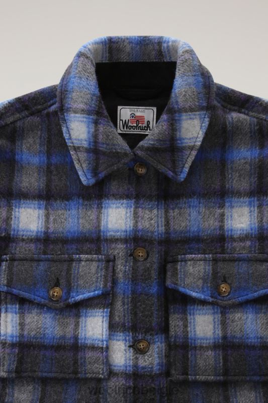 Pemberton geruit overshirt van flanel van een wolmix Woolrich vrouwen 8TTN0277 azuurblauwe ruit kleding