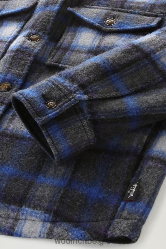Pemberton geruit overshirt van flanel van een wolmix Woolrich vrouwen 8TTN0277 azuurblauwe ruit kleding