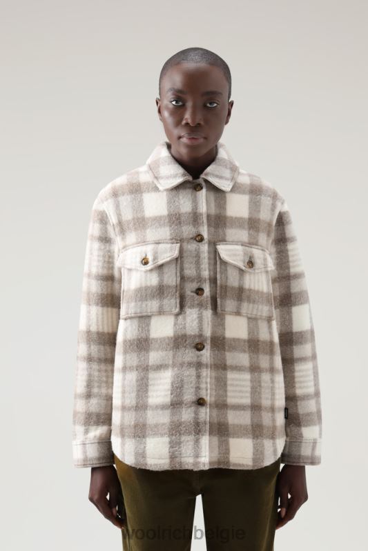 Pemberton geruit overshirt van flanel van een wolmix Woolrich vrouwen 8TTN0316 natuurlijke controle kleding
