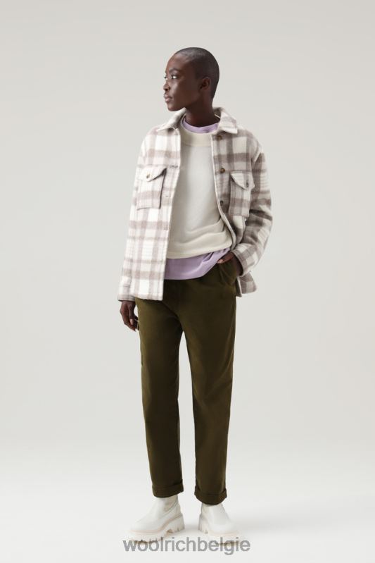 Pemberton geruit overshirt van flanel van een wolmix Woolrich vrouwen 8TTN0316 natuurlijke controle kleding