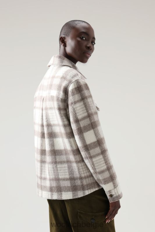 Pemberton geruit overshirt van flanel van een wolmix Woolrich vrouwen 8TTN0316 natuurlijke controle kleding