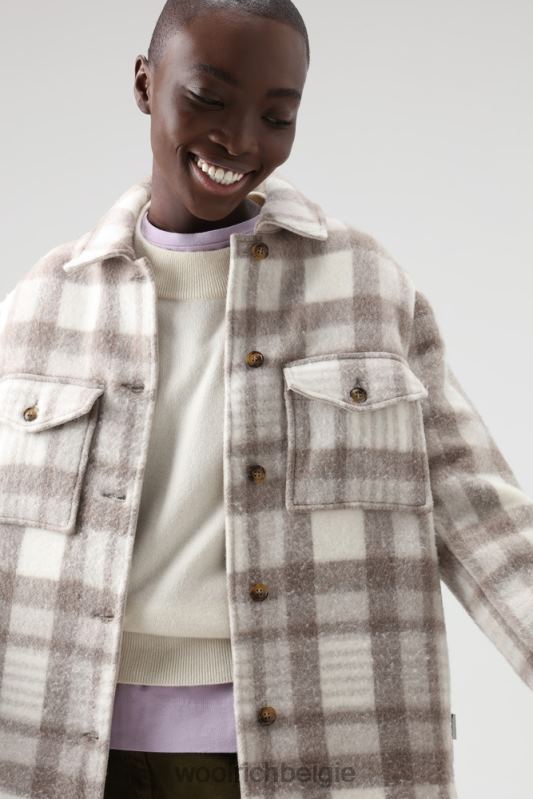 Pemberton geruit overshirt van flanel van een wolmix Woolrich vrouwen 8TTN0316 natuurlijke controle kleding