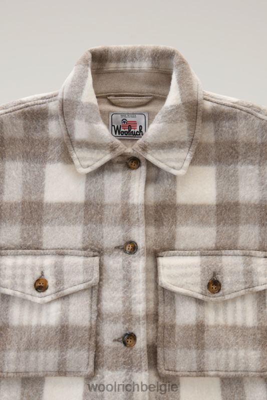 Pemberton geruit overshirt van flanel van een wolmix Woolrich vrouwen 8TTN0316 natuurlijke controle kleding