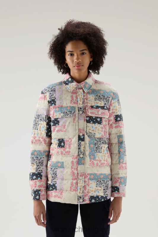 Pennsylvania gewatteerd overshirt met patchworkprint Woolrich vrouwen 8TTN026 crème patchwork kleding