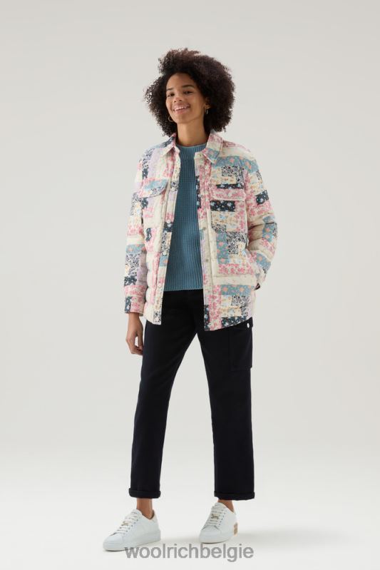 Pennsylvania gewatteerd overshirt met patchworkprint Woolrich vrouwen 8TTN026 crème patchwork kleding