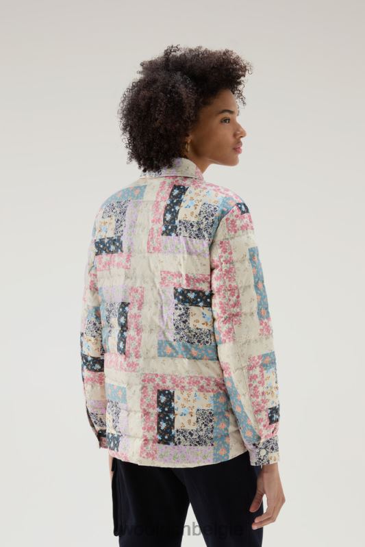 Pennsylvania gewatteerd overshirt met patchworkprint Woolrich vrouwen 8TTN026 crème patchwork kleding