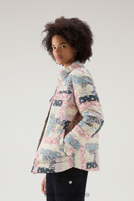Pennsylvania gewatteerd overshirt met patchworkprint Woolrich vrouwen 8TTN026 crème patchwork kleding
