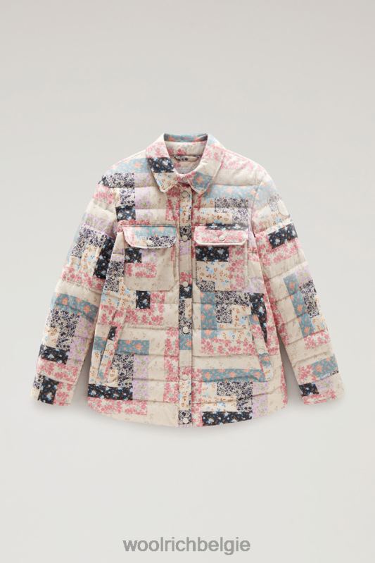 Pennsylvania gewatteerd overshirt met patchworkprint Woolrich vrouwen 8TTN026 crème patchwork kleding