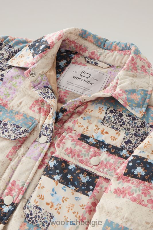 Pennsylvania gewatteerd overshirt met patchworkprint Woolrich vrouwen 8TTN026 crème patchwork kleding
