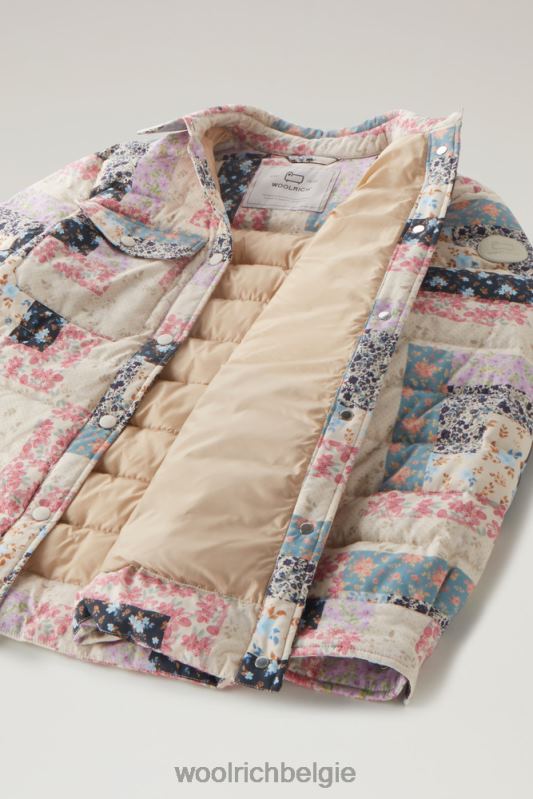Pennsylvania gewatteerd overshirt met patchworkprint Woolrich vrouwen 8TTN026 crème patchwork kleding