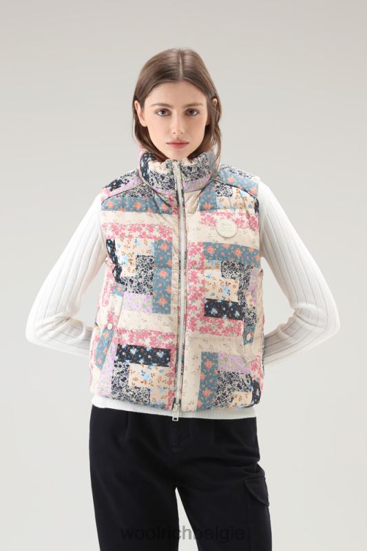 Pennsylvania gewatteerd vest met patchworkprint Woolrich vrouwen 8TTN0124 crème patchwork kleding
