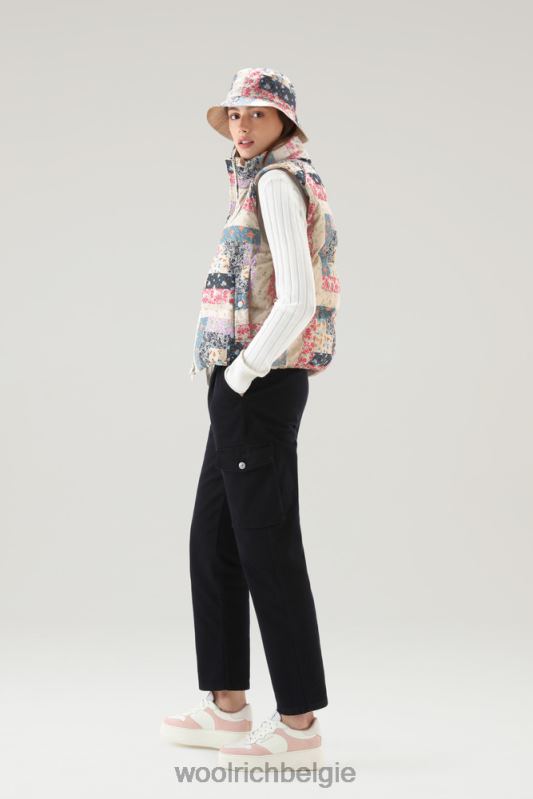 Pennsylvania gewatteerd vest met patchworkprint Woolrich vrouwen 8TTN0124 crème patchwork kleding
