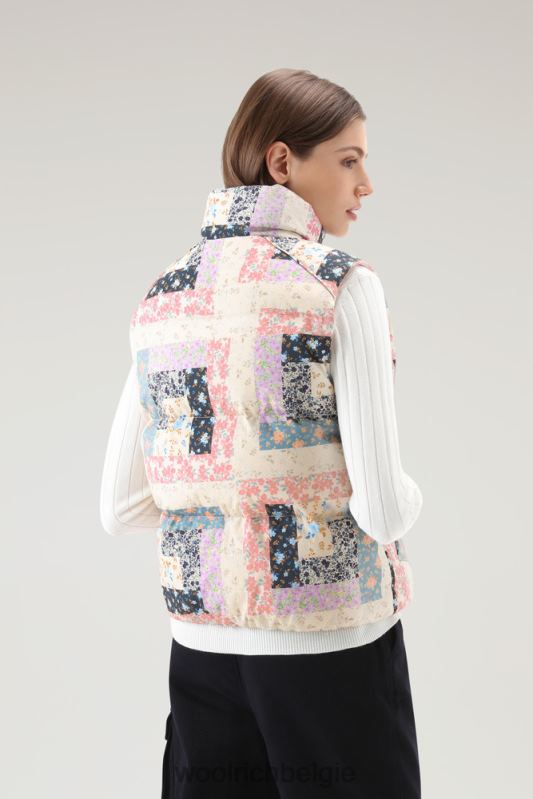 Pennsylvania gewatteerd vest met patchworkprint Woolrich vrouwen 8TTN0124 crème patchwork kleding