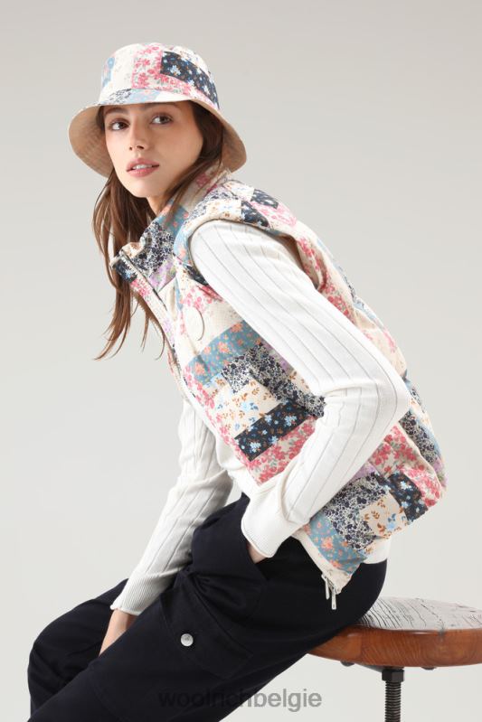 Pennsylvania gewatteerd vest met patchworkprint Woolrich vrouwen 8TTN0124 crème patchwork kleding