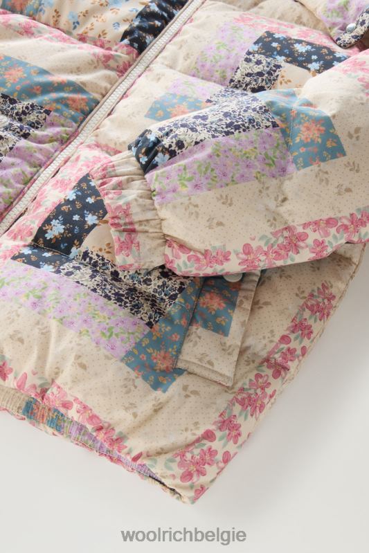 Pennsylvania lichtgewicht donsjack met afneembare capuchon Woolrich vrouwen 8TTN019 crème patchwork kleding