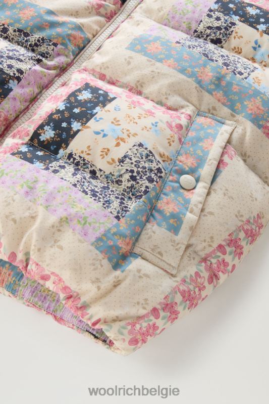 Pennsylvania lichtgewicht donsjack met afneembare capuchon Woolrich vrouwen 8TTN019 crème patchwork kleding
