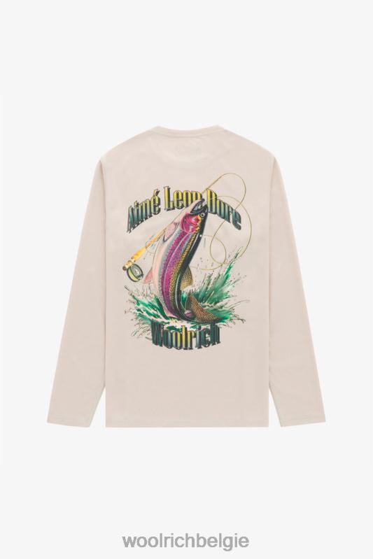 Performance forel-T-shirt met lange mouwen en print op de voor- en achterkant van Aime Leon Dore Woolrich Heren 8TTN0804 cement kleding