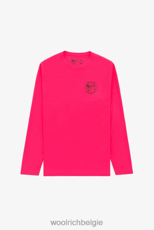 Performance forel-T-shirt met lange mouwen en print op de voor- en achterkant van Aime Leon Dore Woolrich Heren 8TTN0808 fuchsia kleding