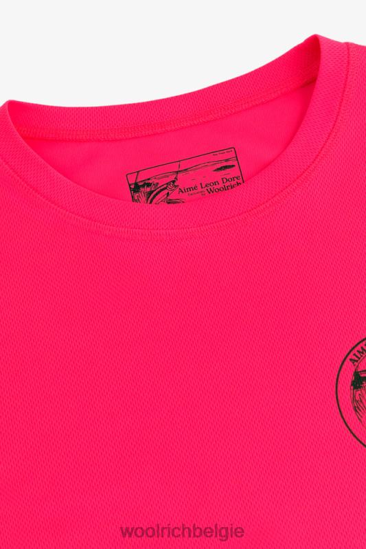 Performance forel-T-shirt met lange mouwen en print op de voor- en achterkant van Aime Leon Dore Woolrich Heren 8TTN0808 fuchsia kleding