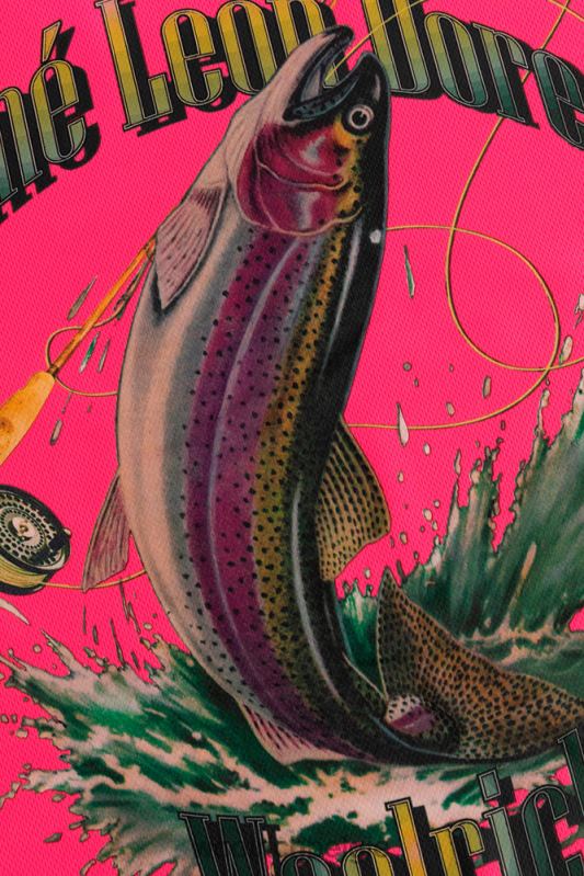 Performance forel-T-shirt met lange mouwen en print op de voor- en achterkant van Aime Leon Dore Woolrich Heren 8TTN0808 fuchsia kleding