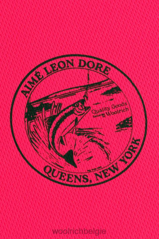 Performance forel-T-shirt met lange mouwen en print op de voor- en achterkant van Aime Leon Dore Woolrich Heren 8TTN0808 fuchsia kleding