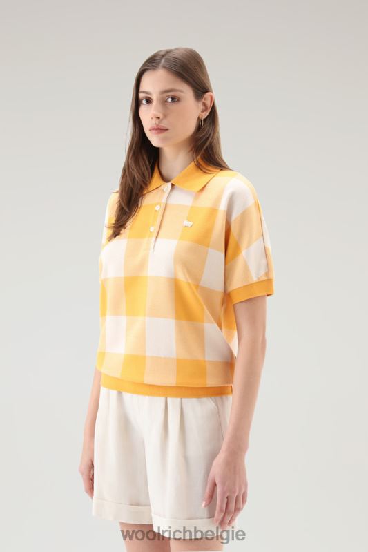 Polo met amerikaanse ruit van garengeverfde stretchkatoenmix Woolrich vrouwen 8TTN0143 vuurgele buffel kleding