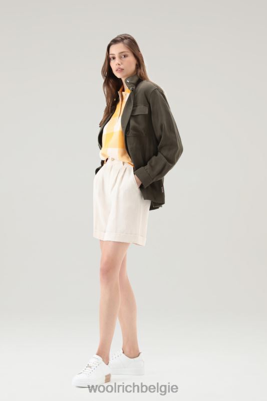 Polo met amerikaanse ruit van garengeverfde stretchkatoenmix Woolrich vrouwen 8TTN0143 vuurgele buffel kleding