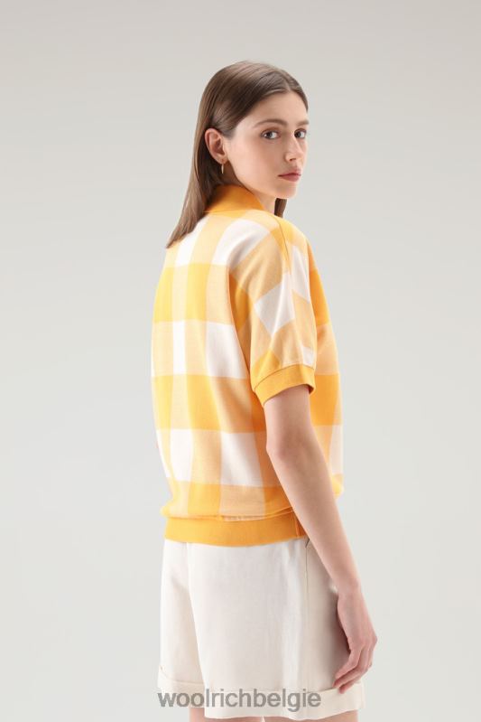 Polo met amerikaanse ruit van garengeverfde stretchkatoenmix Woolrich vrouwen 8TTN0143 vuurgele buffel kleding