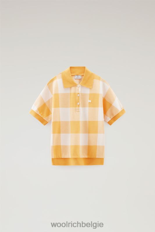 Polo met amerikaanse ruit van garengeverfde stretchkatoenmix Woolrich vrouwen 8TTN0143 vuurgele buffel kleding