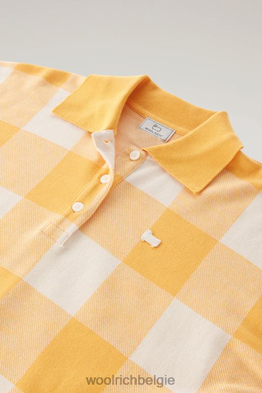 Polo met amerikaanse ruit van garengeverfde stretchkatoenmix Woolrich vrouwen 8TTN0143 vuurgele buffel kleding