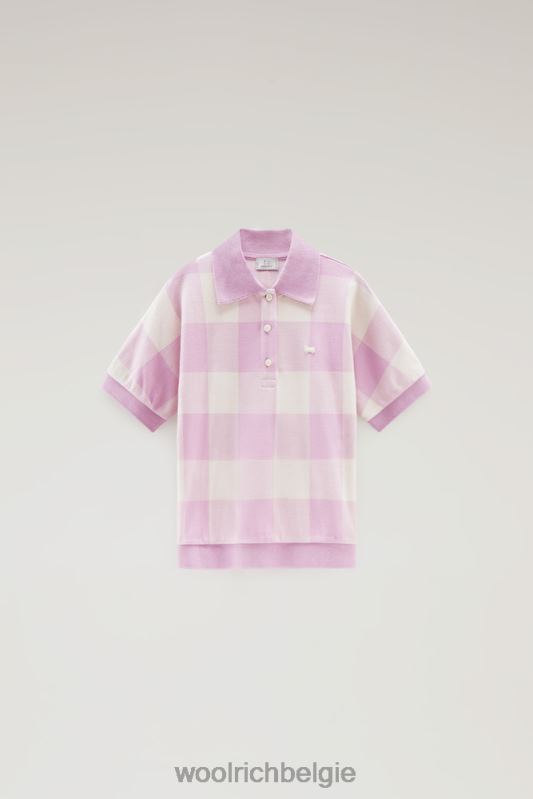 Polo met amerikaanse ruit van garengeverfde stretchkatoenmix Woolrich vrouwen 8TTN020 rokerige rozenbuffel kleding