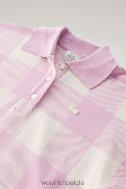 Polo met amerikaanse ruit van garengeverfde stretchkatoenmix Woolrich vrouwen 8TTN020 rokerige rozenbuffel kleding