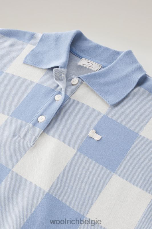 Polo met amerikaanse ruit van garengeverfde stretchkatoenmix Woolrich vrouwen 8TTN029 bleke indigo buffel kleding