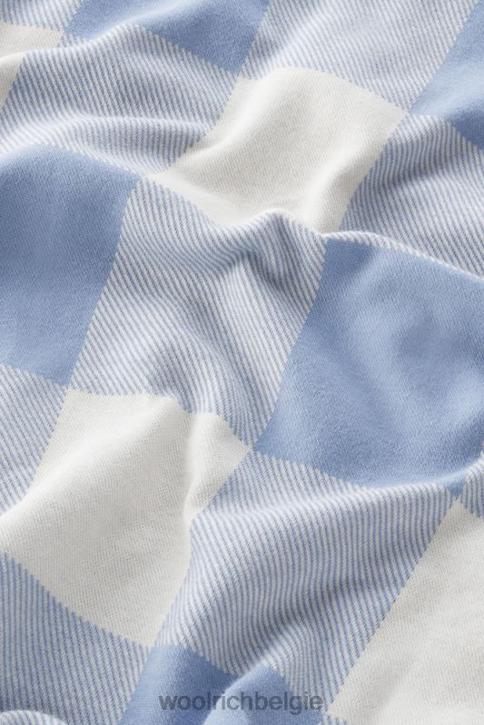 Polo met amerikaanse ruit van garengeverfde stretchkatoenmix Woolrich vrouwen 8TTN029 bleke indigo buffel kleding