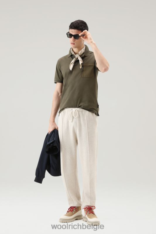 Poloshirt met korte mouwen van stretchkatoenen piquet Woolrich Heren 8TTN0472 donkergroen kleding
