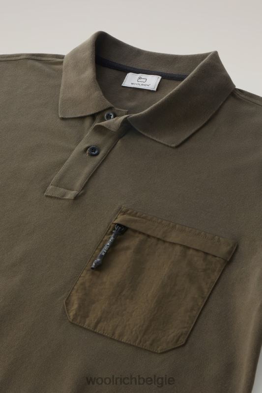 Poloshirt met korte mouwen van stretchkatoenen piquet Woolrich Heren 8TTN0472 donkergroen kleding