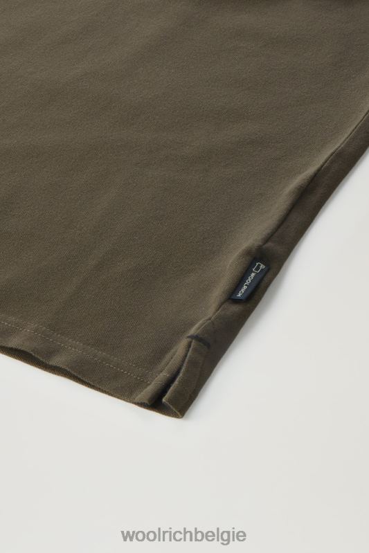 Poloshirt met korte mouwen van stretchkatoenen piquet Woolrich Heren 8TTN0472 donkergroen kleding