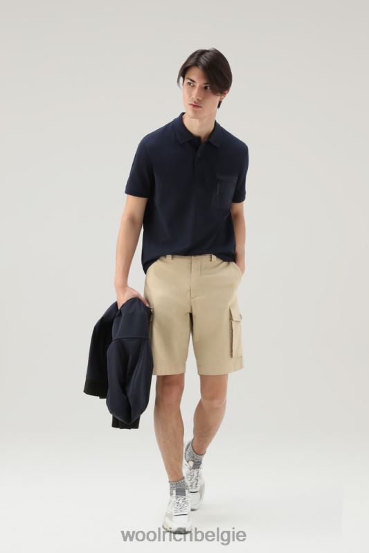 Poloshirt met korte mouwen van stretchkatoenen piquet Woolrich Heren 8TTN0595 Melton blauw kleding