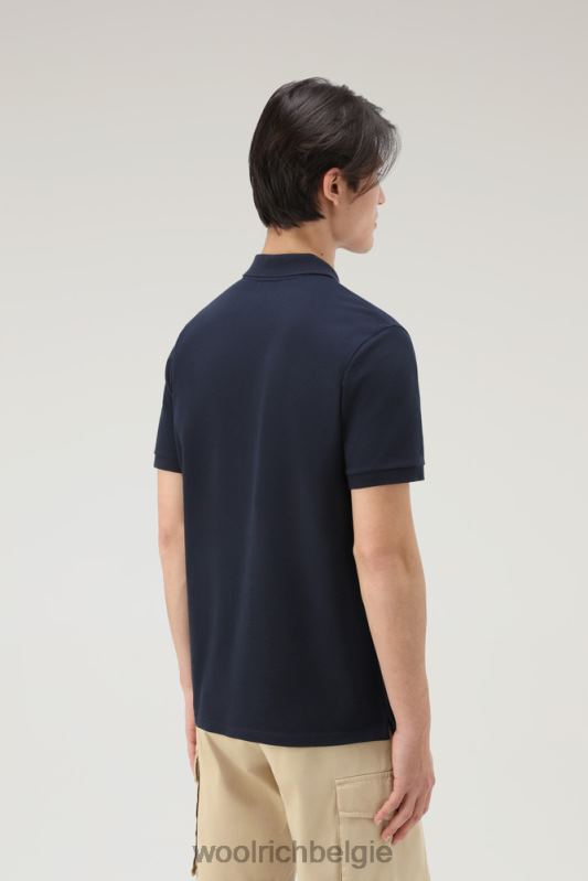 Poloshirt met korte mouwen van stretchkatoenen piquet Woolrich Heren 8TTN0595 Melton blauw kleding