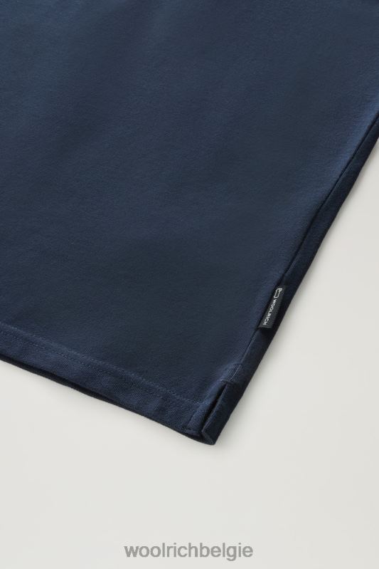 Poloshirt met korte mouwen van stretchkatoenen piquet Woolrich Heren 8TTN0595 Melton blauw kleding
