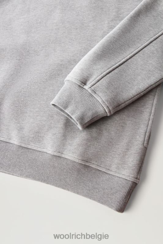 Poloshirt met lange mouwen en halve rits van katoenfleece Woolrich Heren 8TTN0762 middengrijs gemêleerd kleding
