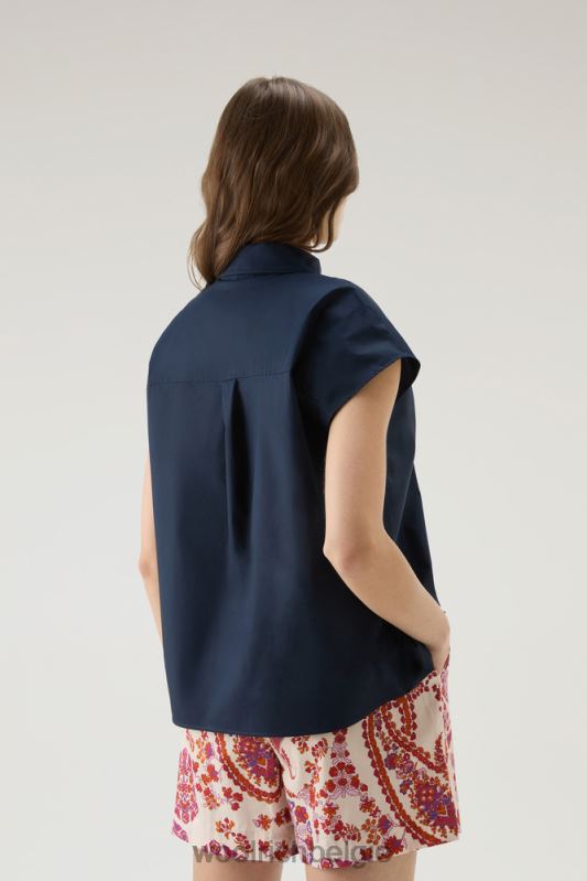 Poplin blouse van puur katoenpopeline Woolrich vrouwen 8TTN0158 Melton blauw kleding