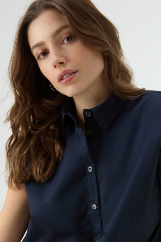 Poplin blouse van puur katoenpopeline Woolrich vrouwen 8TTN0158 Melton blauw kleding