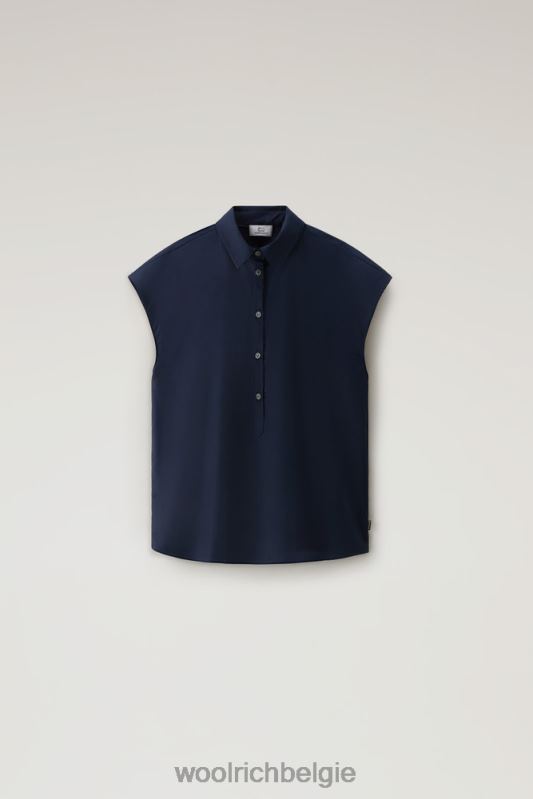 Poplin blouse van puur katoenpopeline Woolrich vrouwen 8TTN0158 Melton blauw kleding