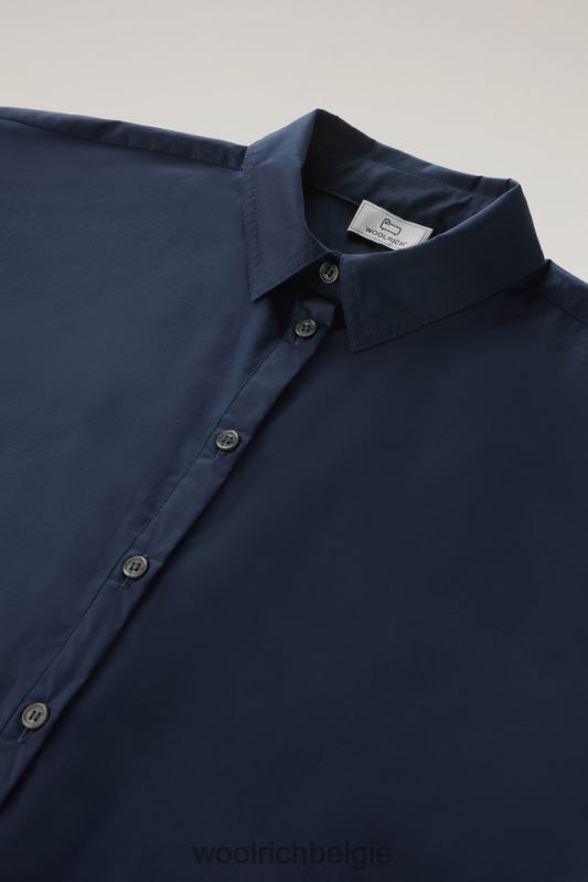 Poplin blouse van puur katoenpopeline Woolrich vrouwen 8TTN0158 Melton blauw kleding